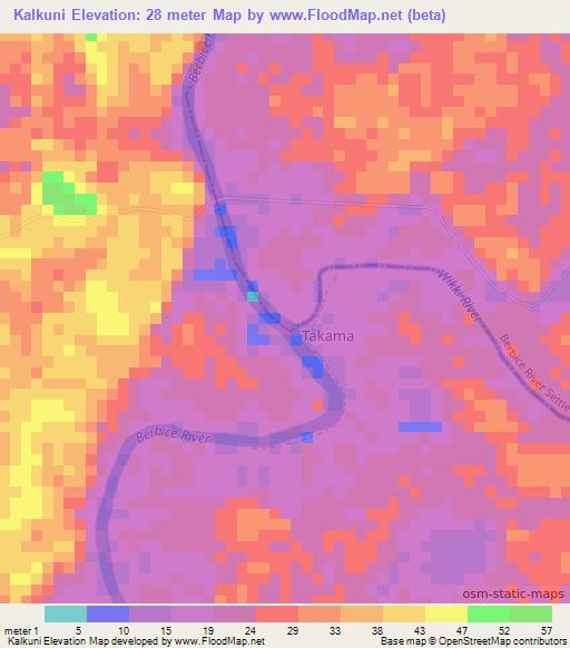 Kalkuni,Guyana Elevation Map