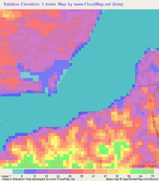 Kalakun,Guyana Elevation Map