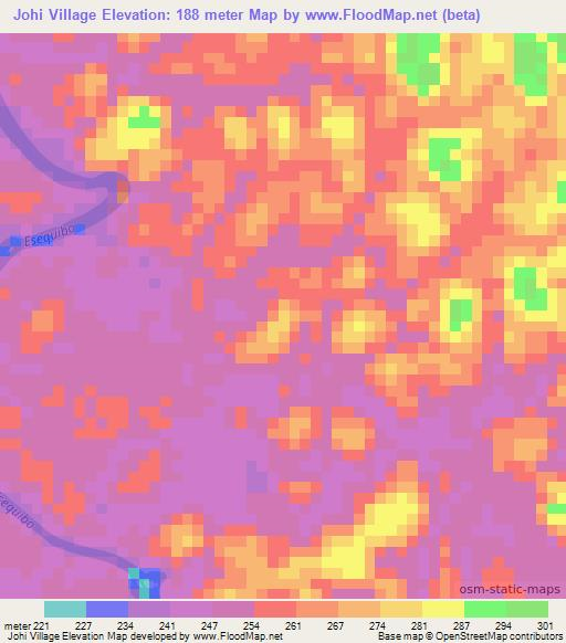 Johi Village,Guyana Elevation Map