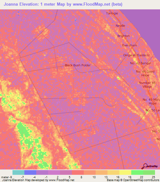 Joanna,Guyana Elevation Map