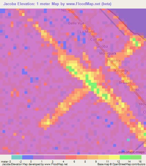 Jacoba,Guyana Elevation Map