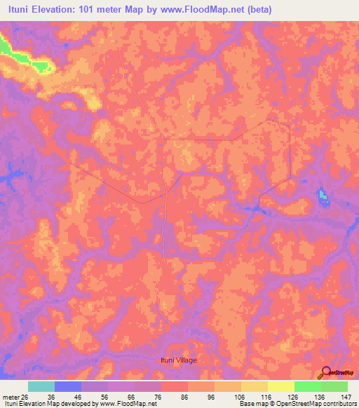 Ituni,Guyana Elevation Map