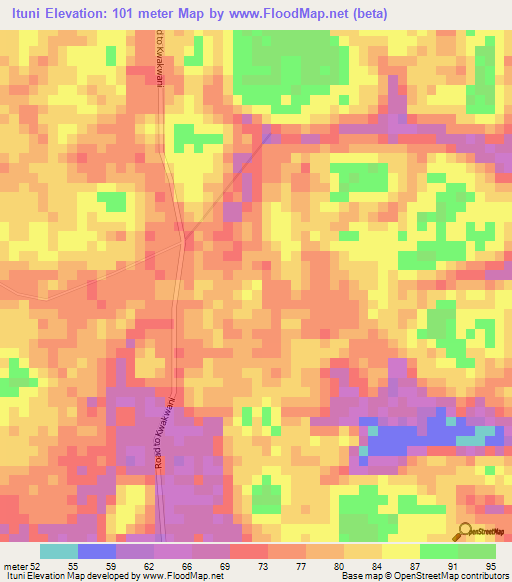 Ituni,Guyana Elevation Map