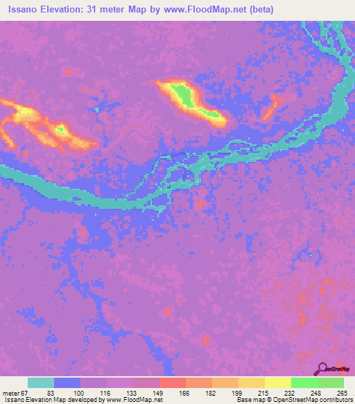 Issano,Guyana Elevation Map