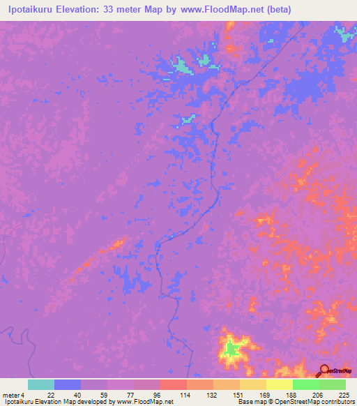 Ipotaikuru,Guyana Elevation Map