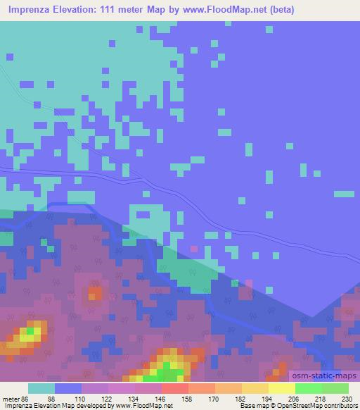 Imprenza,Guyana Elevation Map