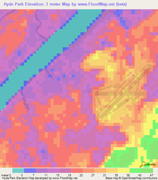 Hyde Park,Guyana Elevation Map