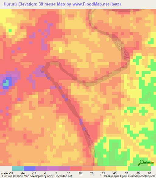 Hururu,Guyana Elevation Map