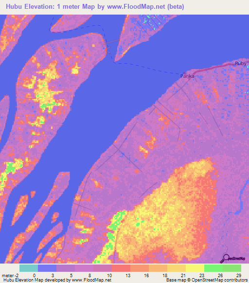 Hubu,Guyana Elevation Map