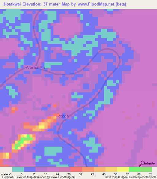 Hotakwai,Guyana Elevation Map