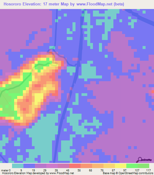 Hosororo,Guyana Elevation Map