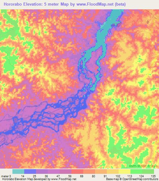 Hororabo,Guyana Elevation Map