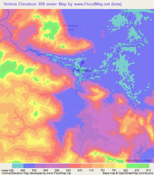 Holmia,Guyana Elevation Map