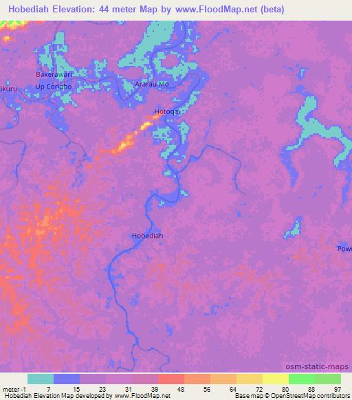 Hobediah,Guyana Elevation Map