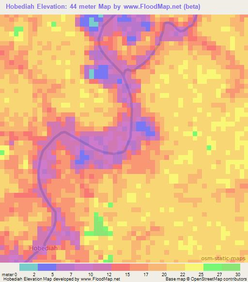 Hobediah,Guyana Elevation Map