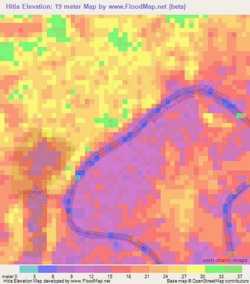 Hitia,Guyana Elevation Map