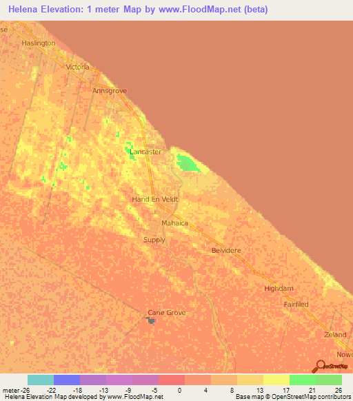 Helena,Guyana Elevation Map