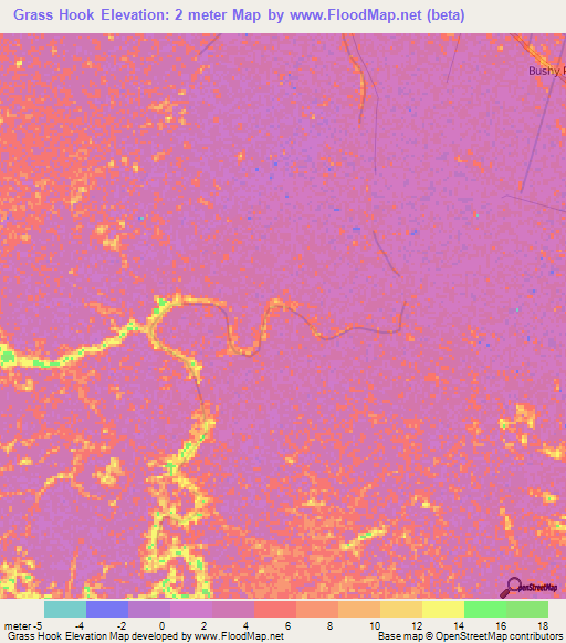 Grass Hook,Guyana Elevation Map