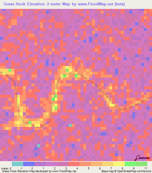 Grass Hook,Guyana Elevation Map