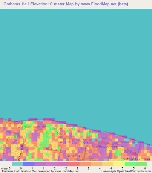 Grahams Hall,Guyana Elevation Map