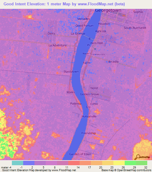 Good Intent,Guyana Elevation Map