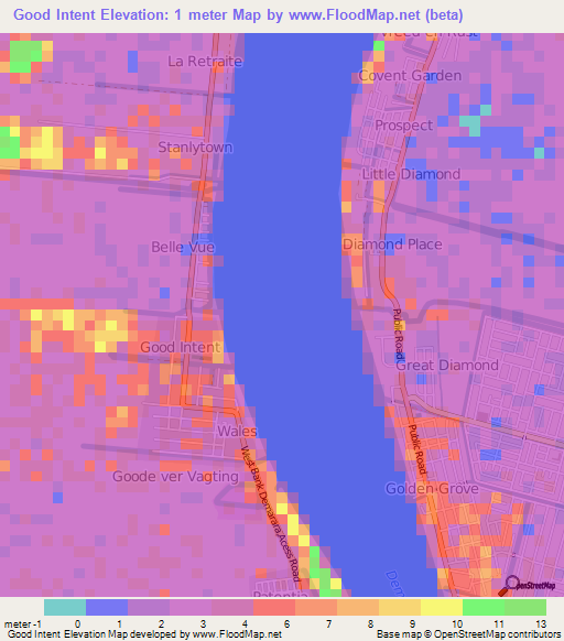 Good Intent,Guyana Elevation Map