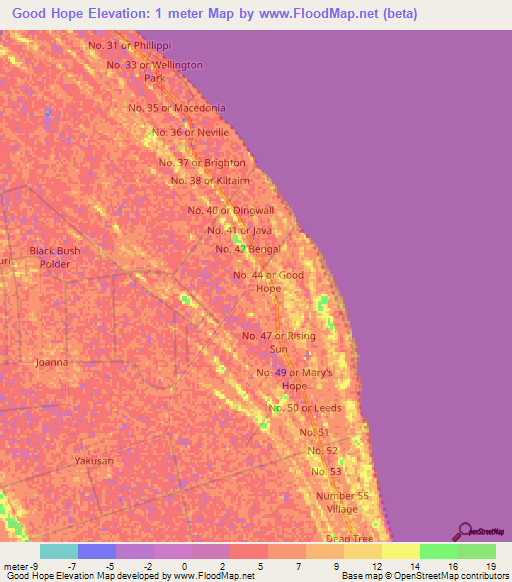 Good Hope,Guyana Elevation Map