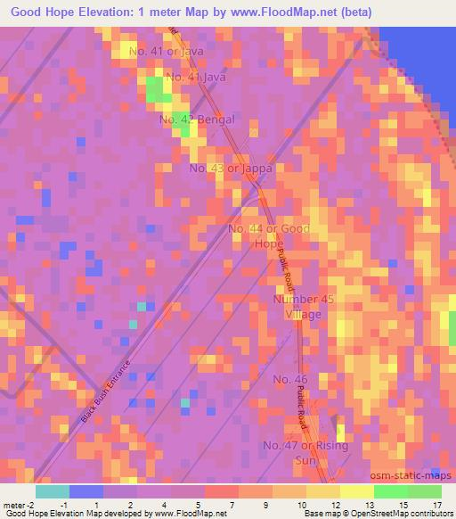 Good Hope,Guyana Elevation Map