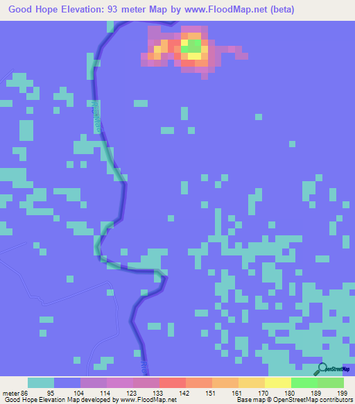 Good Hope,Guyana Elevation Map