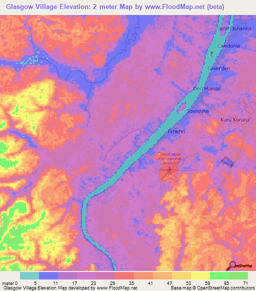 Glasgow Village,Guyana Elevation Map