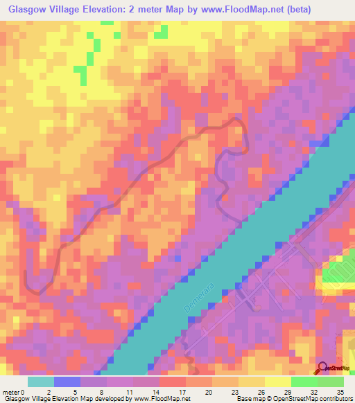 Glasgow Village,Guyana Elevation Map