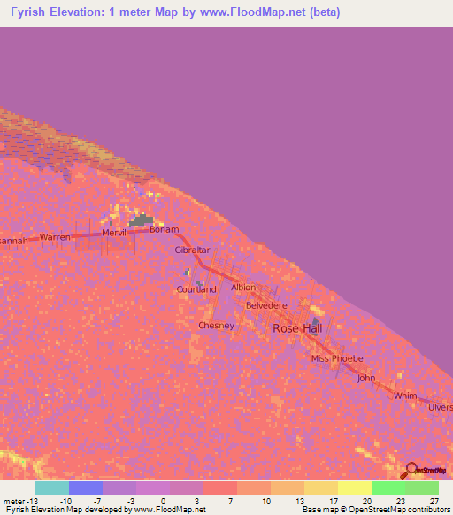 Fyrish,Guyana Elevation Map