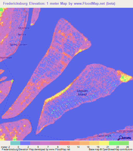 Fredericksburg,Guyana Elevation Map