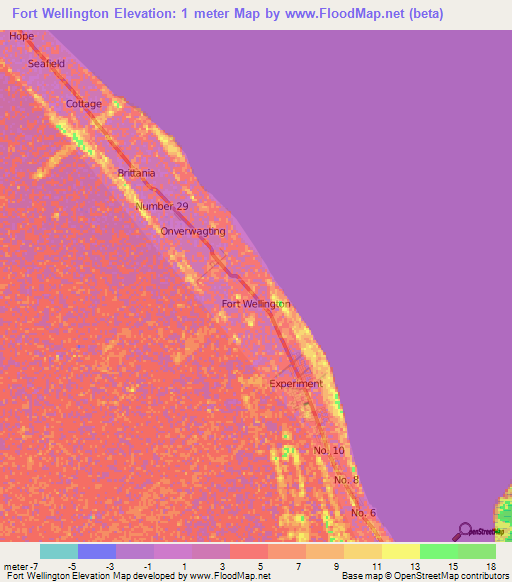 Fort Wellington,Guyana Elevation Map