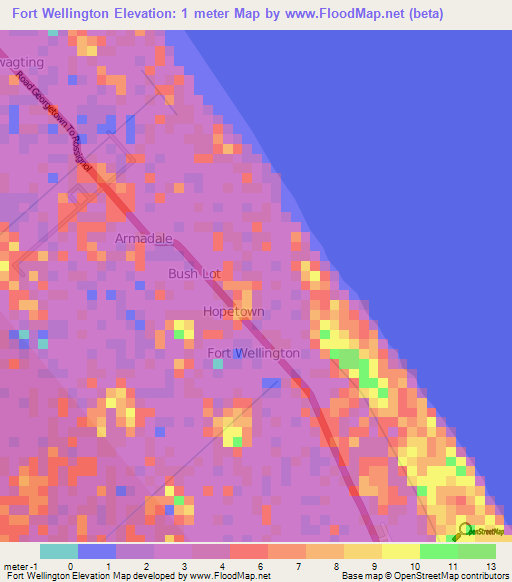 Fort Wellington,Guyana Elevation Map