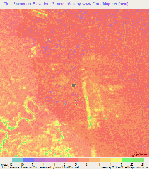 First Savannah,Guyana Elevation Map