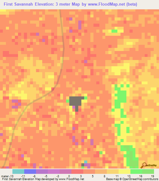 First Savannah,Guyana Elevation Map