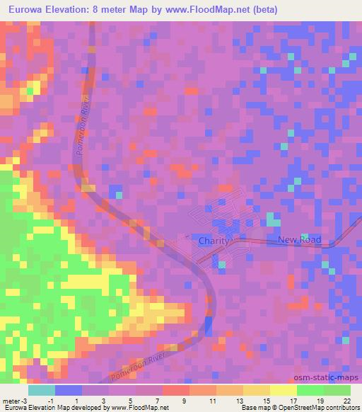 Eurowa,Guyana Elevation Map