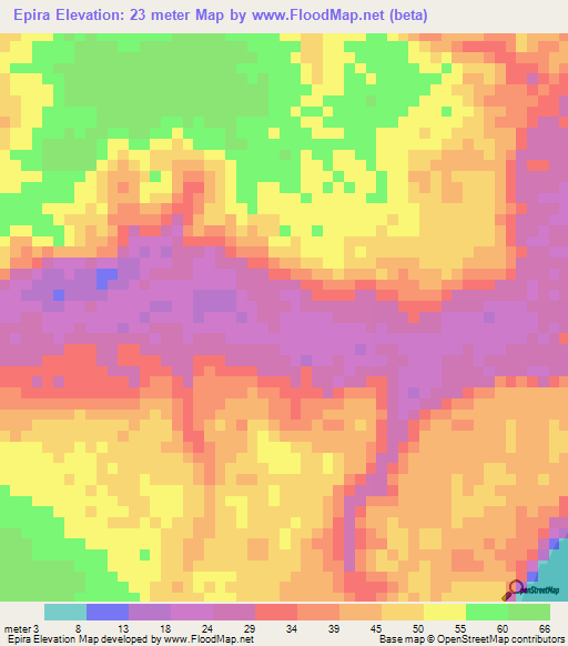 Epira,Guyana Elevation Map