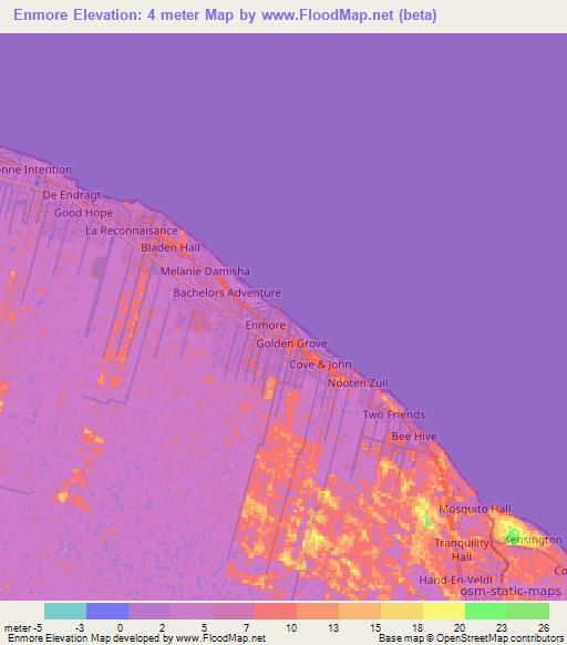 Enmore,Guyana Elevation Map