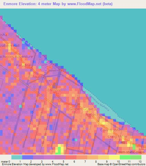 Enmore,Guyana Elevation Map