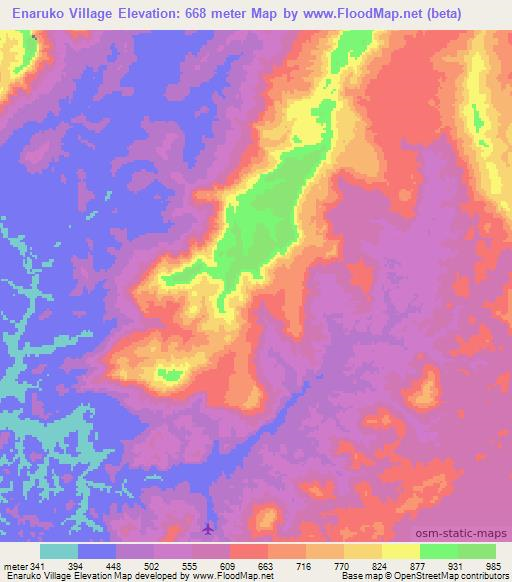 Enaruko Village,Guyana Elevation Map