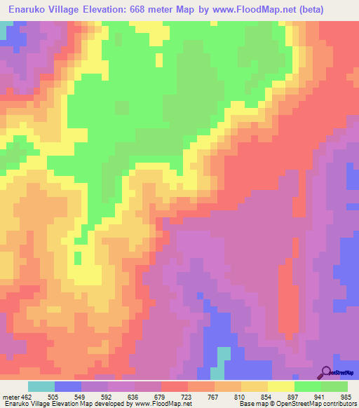 Enaruko Village,Guyana Elevation Map