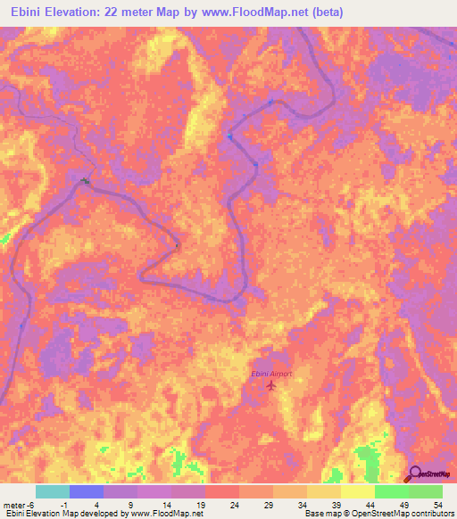 Ebini,Guyana Elevation Map