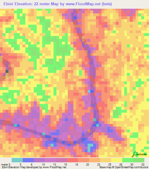 Ebini,Guyana Elevation Map