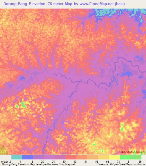 Durung Bang,Guyana Elevation Map