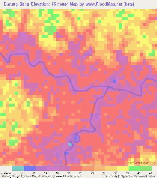 Durung Bang,Guyana Elevation Map