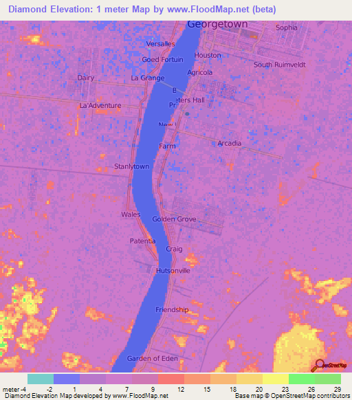 Diamond,Guyana Elevation Map