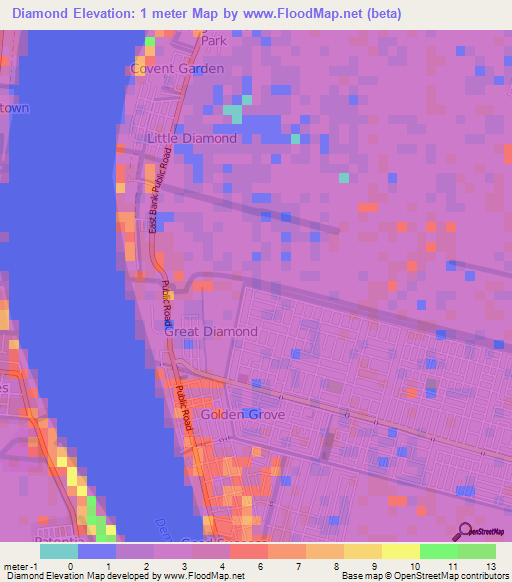 Diamond,Guyana Elevation Map