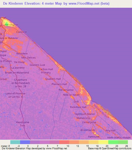 De Kinderen,Guyana Elevation Map